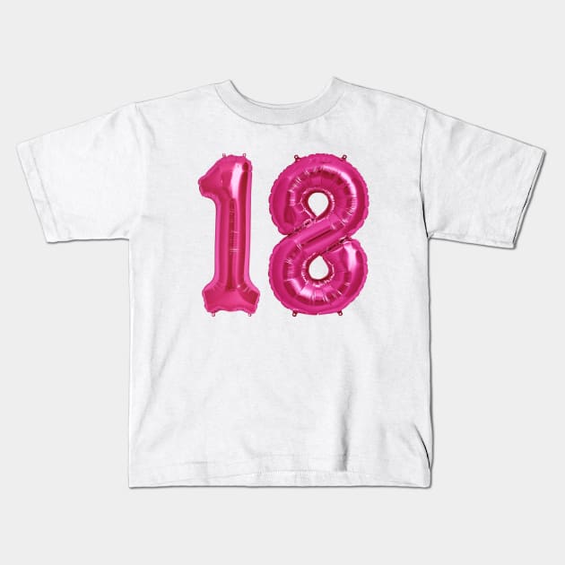 Hot Pink 18th Birthday Metallic Helium Balloons Numbers Kids T-Shirt by podartist